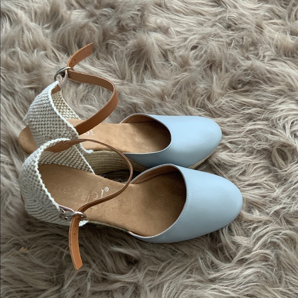 Maypol Wedge Espadrille Leather and Knit Strap Sandals Size 38